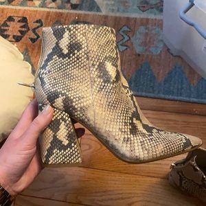 Vince Camuto snake skin booties